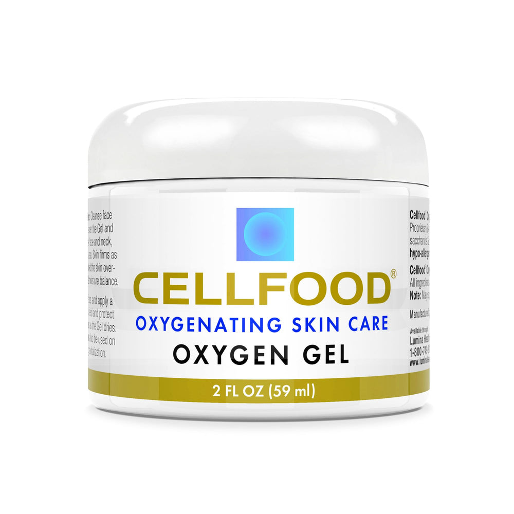 Cellfood Oxygen Gel tube closeup highlighting creamy texture for daily hydration.