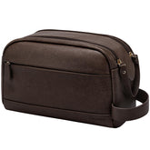Celvetch PU leather toiletry bag front view emphasizes retro design for travel organization