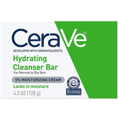 CeraVe Hydrating Cleansing Bar pack of six, close-up bar, gentle on dry skin.