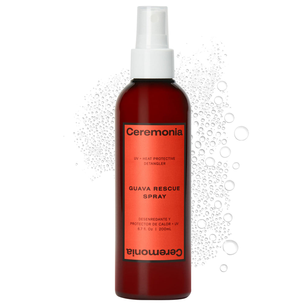 Ceremonia Guava Rescue Spray bottle-application for effortless detangling and smooth styling.