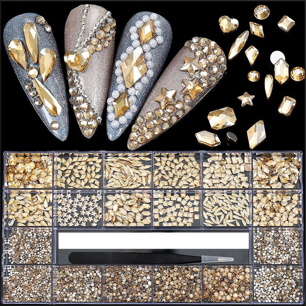 CESUSME champagne rhinestones collection for radiant nail art and crafts