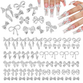 CESUSME silver bow nail charm style-1 for easy glitter nail art