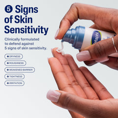Cetaphil Deep Hydration serum label highlights fragrance-free formula for sensitive skin.
