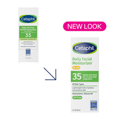 Cetaphil Face Moisturizer SPF 35 texture close-up illustrating fast-absorbing, lightweight feel.