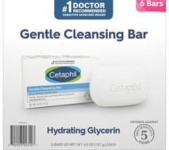 Cetaphil Gentle Cleansing Bar 12-pack front view offering gentle cleansing for dry skin.