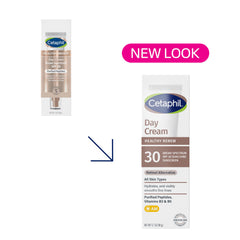 Cetaphil Healthy Renew Day Cream SPF 30 ingredients swirl highlights peptides and niacinamide