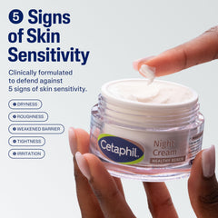 Cetaphil Healthy Renew Night Cream texture closeup, rich moisturizer absorbed quickly.