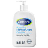 Cetaphil Hydrating Foaming Cream Cleanser bottle for gentle cleansing on sensitive skin