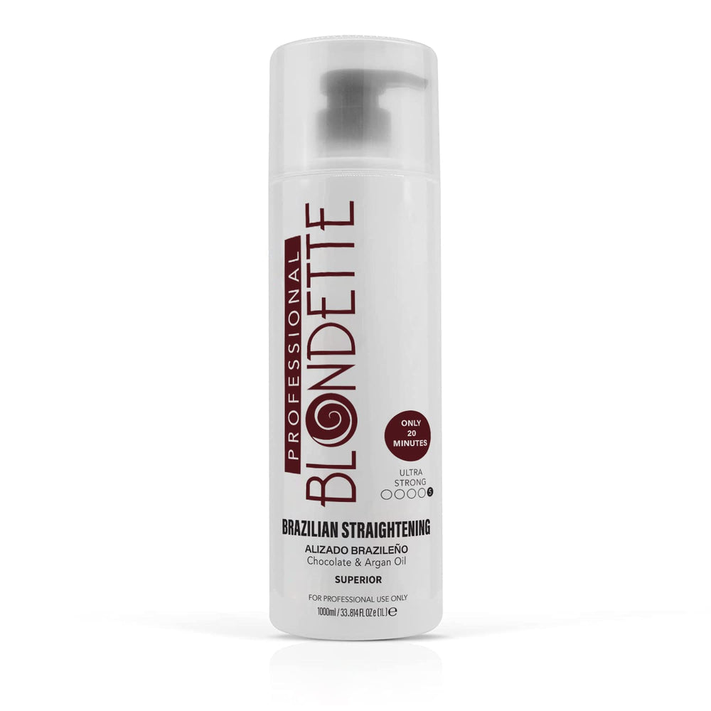 CfSDFsfW Alizado Brazilian Straightening Keratin bottle smooths hair with argan oil for lasting shine.