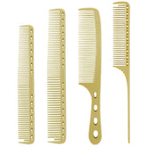 CGBARBER aluminum 4-type comb set in golden finish for durable salon use.