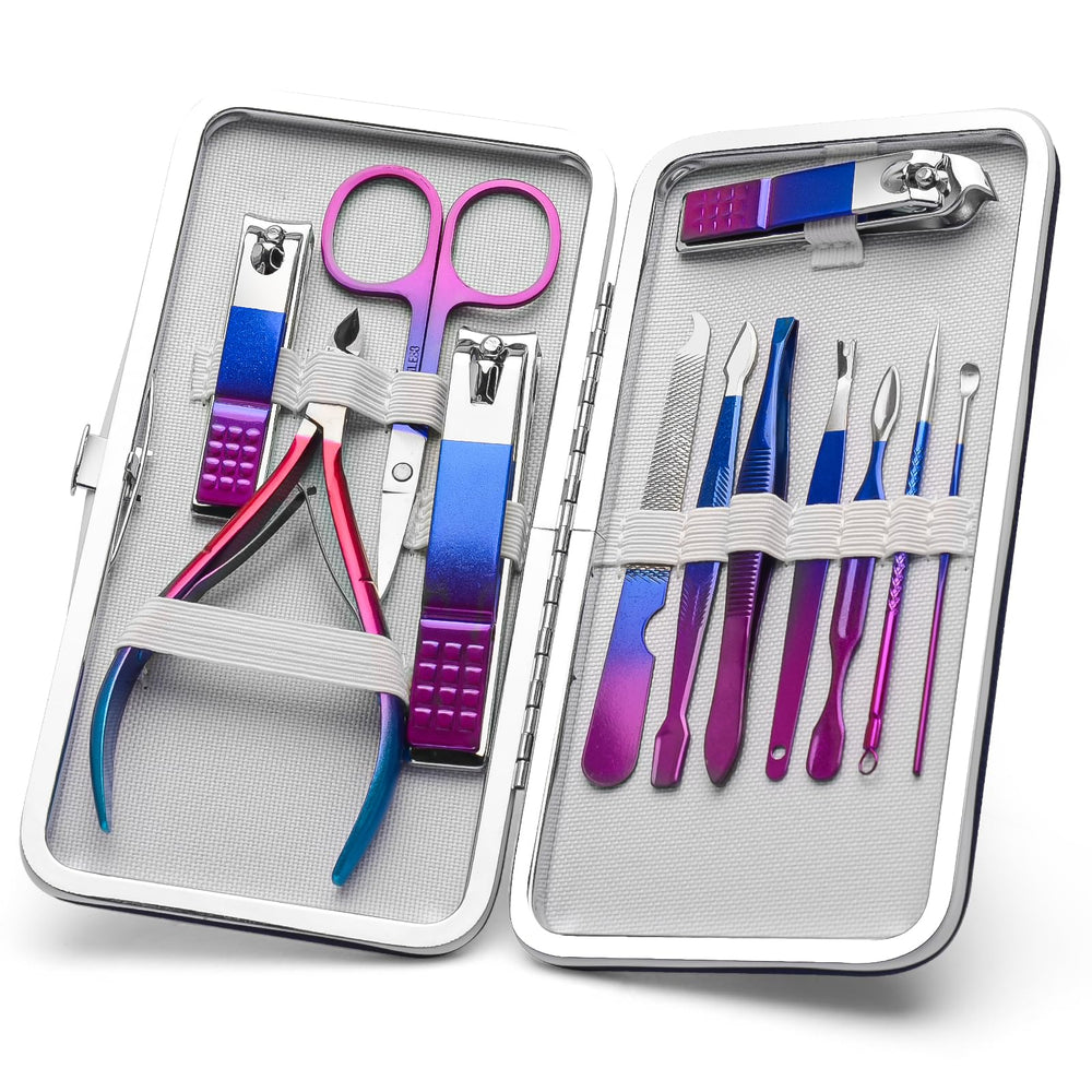CGBE manicure set travel case closeup shows organized storage for on-the-go care.
