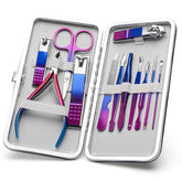 CGBE manicure set travel case closeup shows organized storage for on-the-go care.