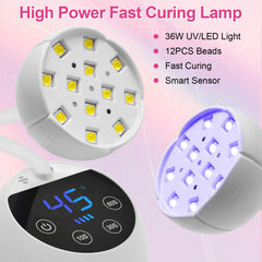 CGBE UV LED Nail Lamp 360-gooseneck provides precise angles for perfect gel curing