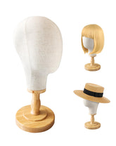 CHADWICK wig head stand base provides stable display for wigs and hats.
