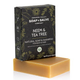 Chagrin Valley Neem & Tea Tree bar packaging highlights eco-friendly packaging ideal for travel.