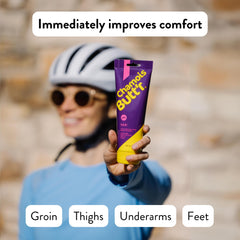Chamois Butt'r Her' USA-made packaging signaling women's comfort