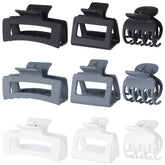 CHANDAT 3 Style Claw large grey rectangle clip for thick hair with secure hold.