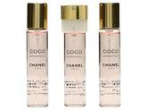 Chanel Coco Mademoiselle Twist & Spray refill bottle closeup for on-the-go fragrance touch-ups.