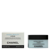 CHANEL Hydra Beauty Creme 50g jar close-up showing creamy hydration for a luminous glow.
