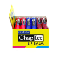 Chap-Ice moisture balm stick close-up showing soothing relief for dry lips.