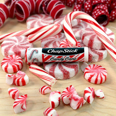 ChapStick Candy Cane packaging on shelf highlighting bulk value and stocking-stuffer appeal.