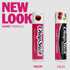 Application image of ChapStick cherry on lips delivering quick softening benefit