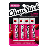 ChapStick classic cherry front view showing four tubes and easy portability