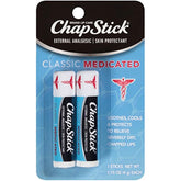 ChapStick Classic Medicated lip balm pack-2-sticks 0.15 oz for on-the-go protection.