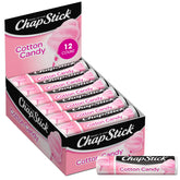 ChapStick Cotton Candy tube front showing flavor and compact on-the-go moisture