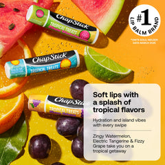 ChapStick Tropical Treats Fizzy Grape stick provides grape-flavored lip hydration