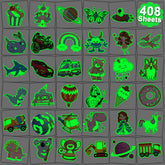 CHARLENT 408-pcs glow tattoos party pack for colorful party favors.