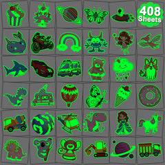 CHARLENT 408-pcs glow tattoos party pack for colorful party favors.