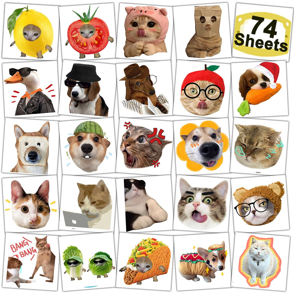 CHARLENT 74-pcs cat and dog tattoos kit for kid-friendly party decorations and favors.
