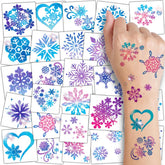 CHARLENT glitter snowflake tattoos for kids—radiant designs for winter party looks.