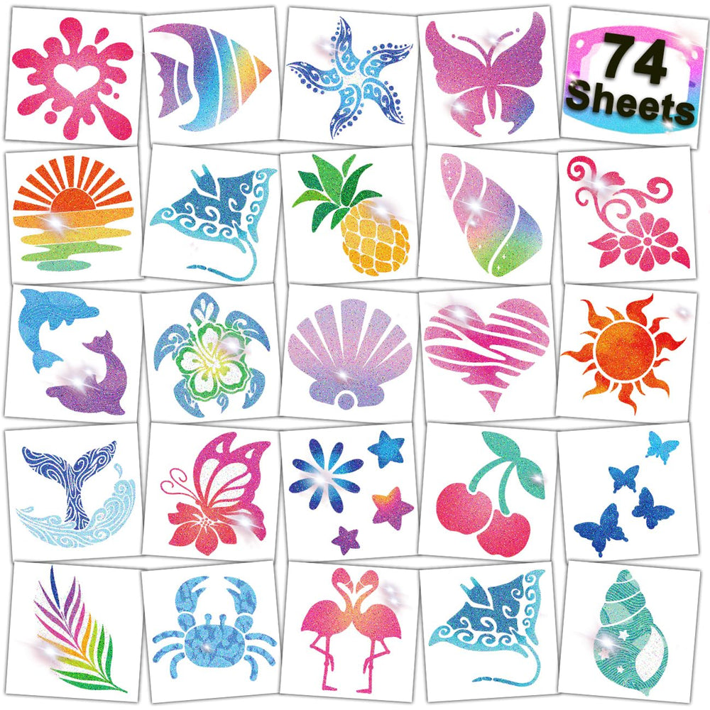CHARLENT glitter tattoos aloha party sheets ready for kids party favors