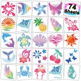 CHARLENT glitter tattoos aloha party sheets ready for kids party favors