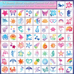 CHARLENT glitter tattoos tropical designs showcased for summer fun