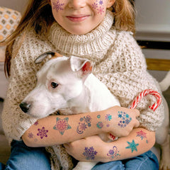 CHARLENT waterproof snowflake tats stay vibrant through baths and outdoor play.