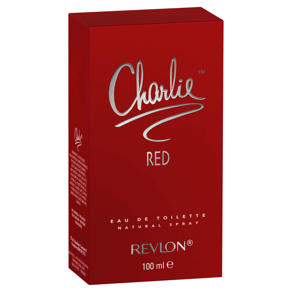 Charlie Red by Revlon bottle front showcases feminine oriental floral profile for everyday elegance.