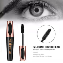 Charm Kiss 4D Silk Fiber Lash Mascara application on lashes demonstrates volumizing effect