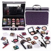 CHARMCODE makeup kit in purple train case, portable all-in-one beauty solution