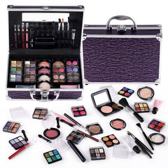 CHARMCODE makeup kit in purple train case, portable all-in-one beauty solution