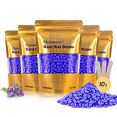 Charmonic hard wax beads with lavender jar shown, offering salon-grade depilation at home.