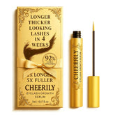 Cheerily Lash Serum bottle close-up highlighting premium packaging and dual-action growth