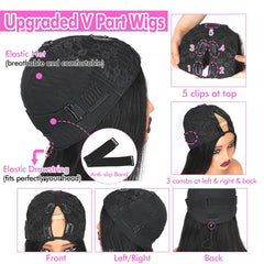 CHEETAHBEAUTY V Part Wig natural-black-18in shows smooth, long, versatile wear.