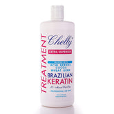 CHELLY Superior Brazilian Keratin bottle with chocolate-infused formula for glossy results.