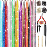 CHENZI hair tinsel kit color swatches show 22 colors for versatile styling ideas