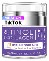 CHEOKINGBA neck firming cream tube demonstrates a lifted neckline with hydrating formula.