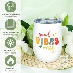 CHESACE thermos cup 12oz keeps beverages hot or cold for on-the-go wellness.