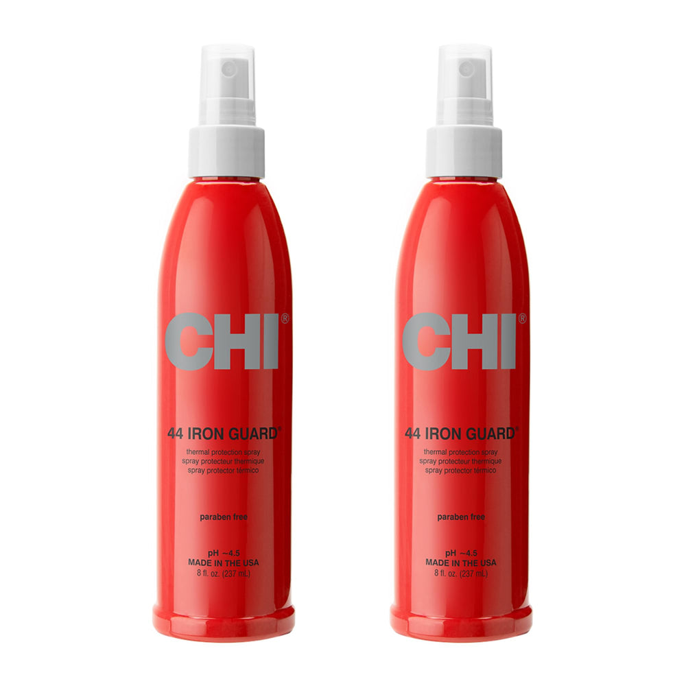 CHI 44 Iron Guard spray bottle full view shows heat protection in action.